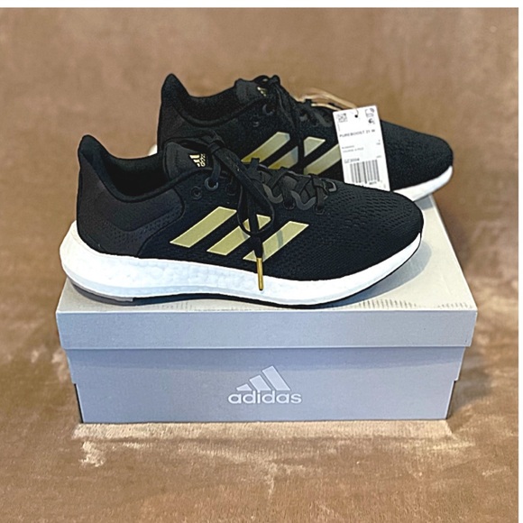 ADIDAS Women’s PUREBOOST 21 PRIMEGREEN RUNNING SHOE Core Black & Gold 7 1/2 M - Picture 2 of 12